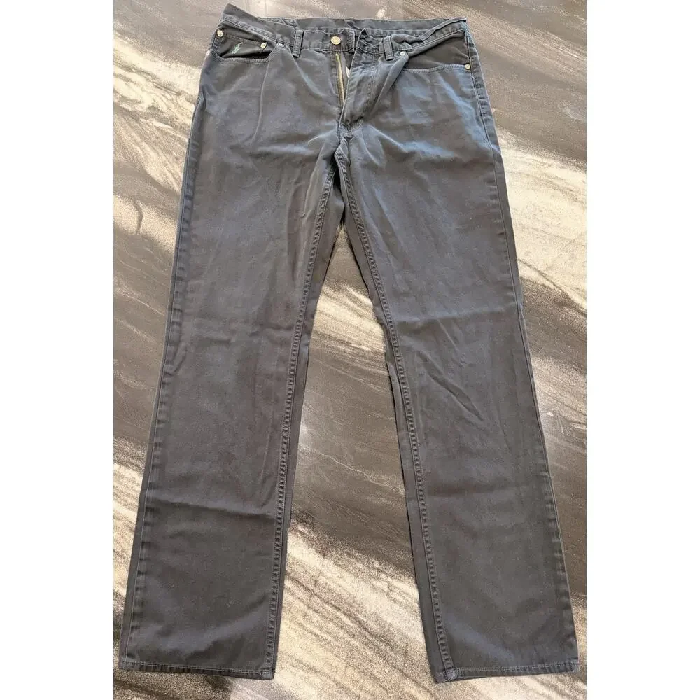 Polo Ralph Lauren Authentic Dungarees Black Denim Jeans 34x34 Green Pony